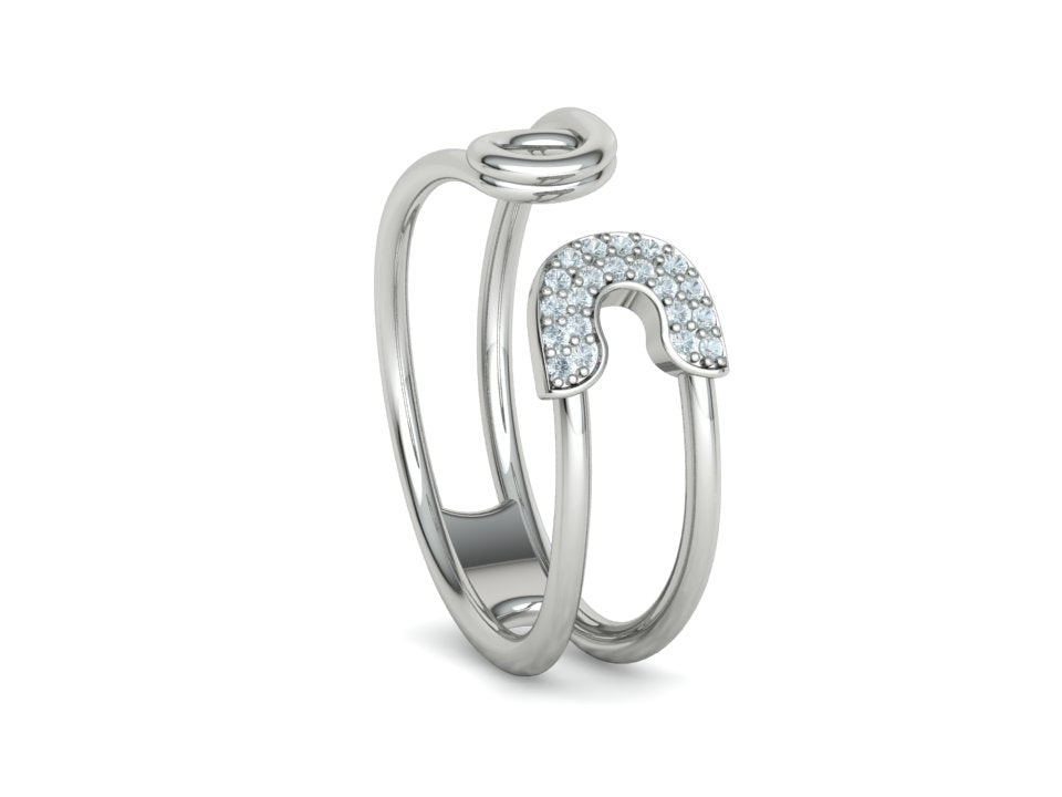 白金 別針造型鑽戒 14K Diamond Paper Clip Ring