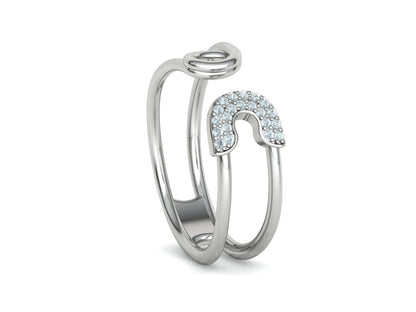 白金 別針造型鑽戒 14K Diamond Paper Clip Ring