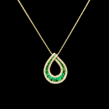 FisGold Jewelry 旗艦款「Blossom」系列 新月造型鑽石項鍊 Emerald Diamond Necklace