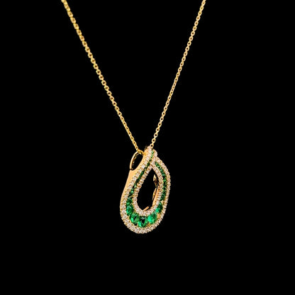 FisGold Jewelry 旗艦款「Blossom」系列 新月造型鑽石項鍊 Emerald Diamond Necklace