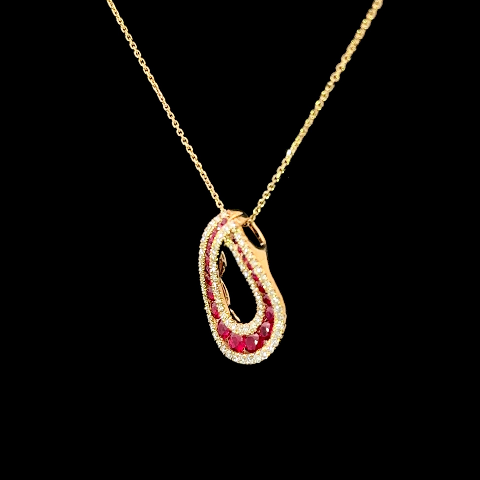 FisGold Jewelry 旗艦款「Blossom」系列 新月造型鑽石項鍊 Ruby Diamond Necklace