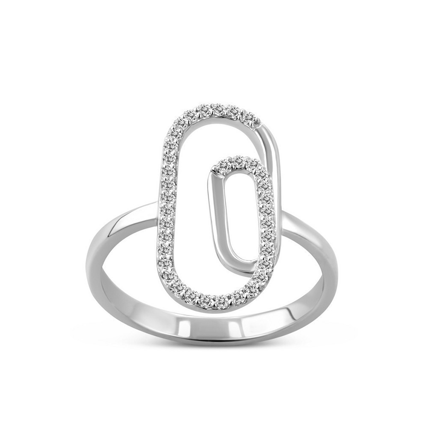 迴紋針造型鑽戒 14K 0.21 克拉 Diamond Paper Clip Ring