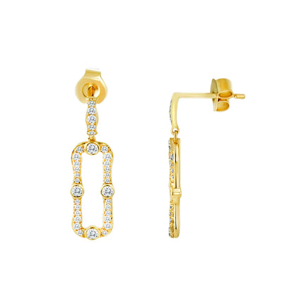 維多利亞風方形鑽石耳釘 耳環 14K Diamond Victorian Style Square Studs Earring