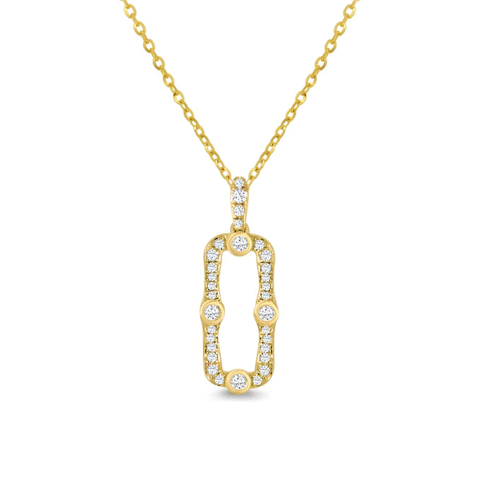 維多利亞風方形鑽石項鍊 14K Diamond Victorian Style Square Necklace