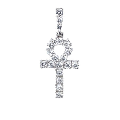 14K Ankh Cross Diamond Pendant Necklace