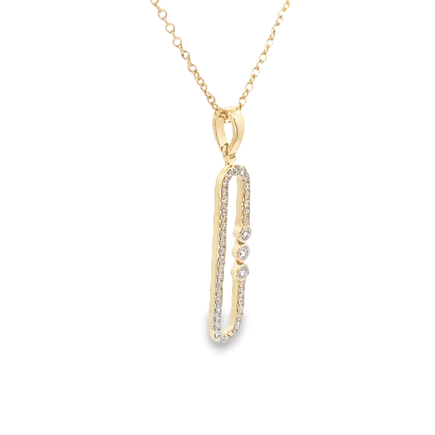 鑲鑽迴紋針項鍊 14K Diamond Pin Necklace