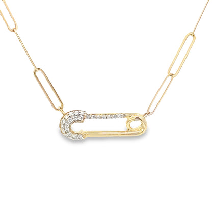 別針鑽石項鍊 14K Diamond Safety Pin Necklace