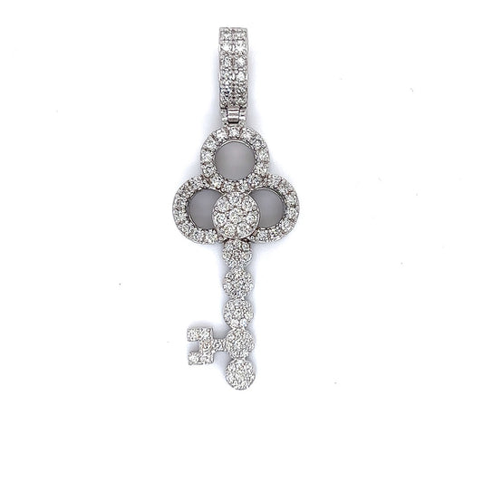 白金 滿鑽鑰匙造型吊墜/項鍊 14K Diamond Love Key Pendant