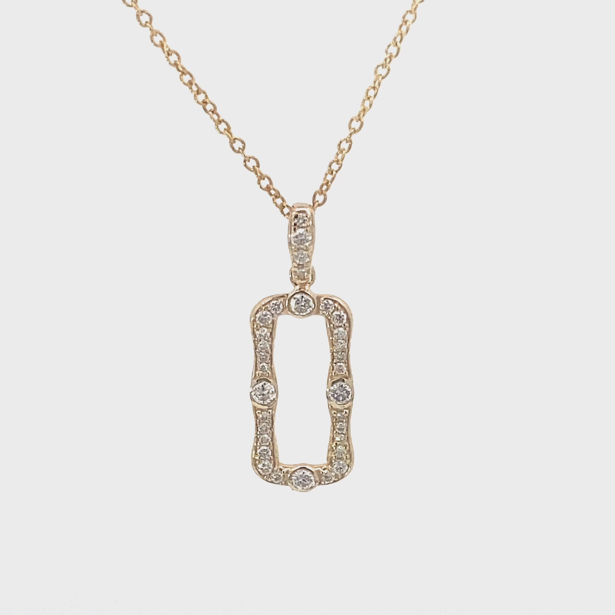 維多利亞風方形鑽石項鍊 14K Diamond Victorian Style Square Necklace