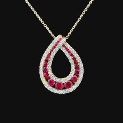 FisGold Jewelry 旗艦款「Blossom」系列 新月造型鑽石項鍊 Ruby Diamond Necklace