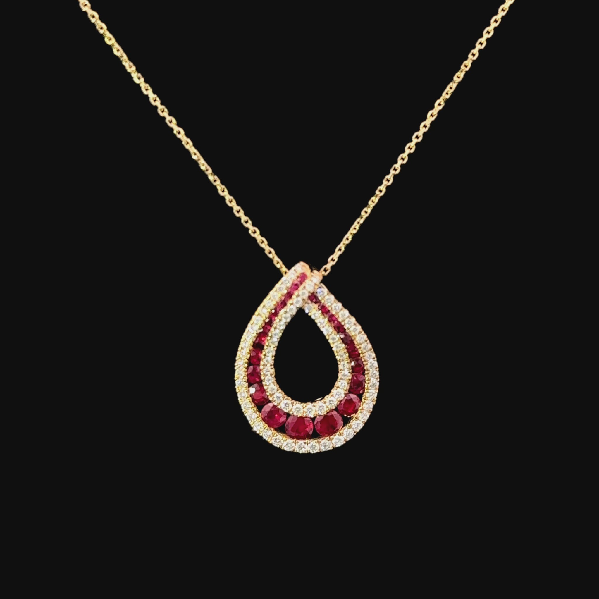 FisGold Jewelry 旗艦款「Blossom」系列 新月造型鑽石項鍊 Ruby Diamond Necklace