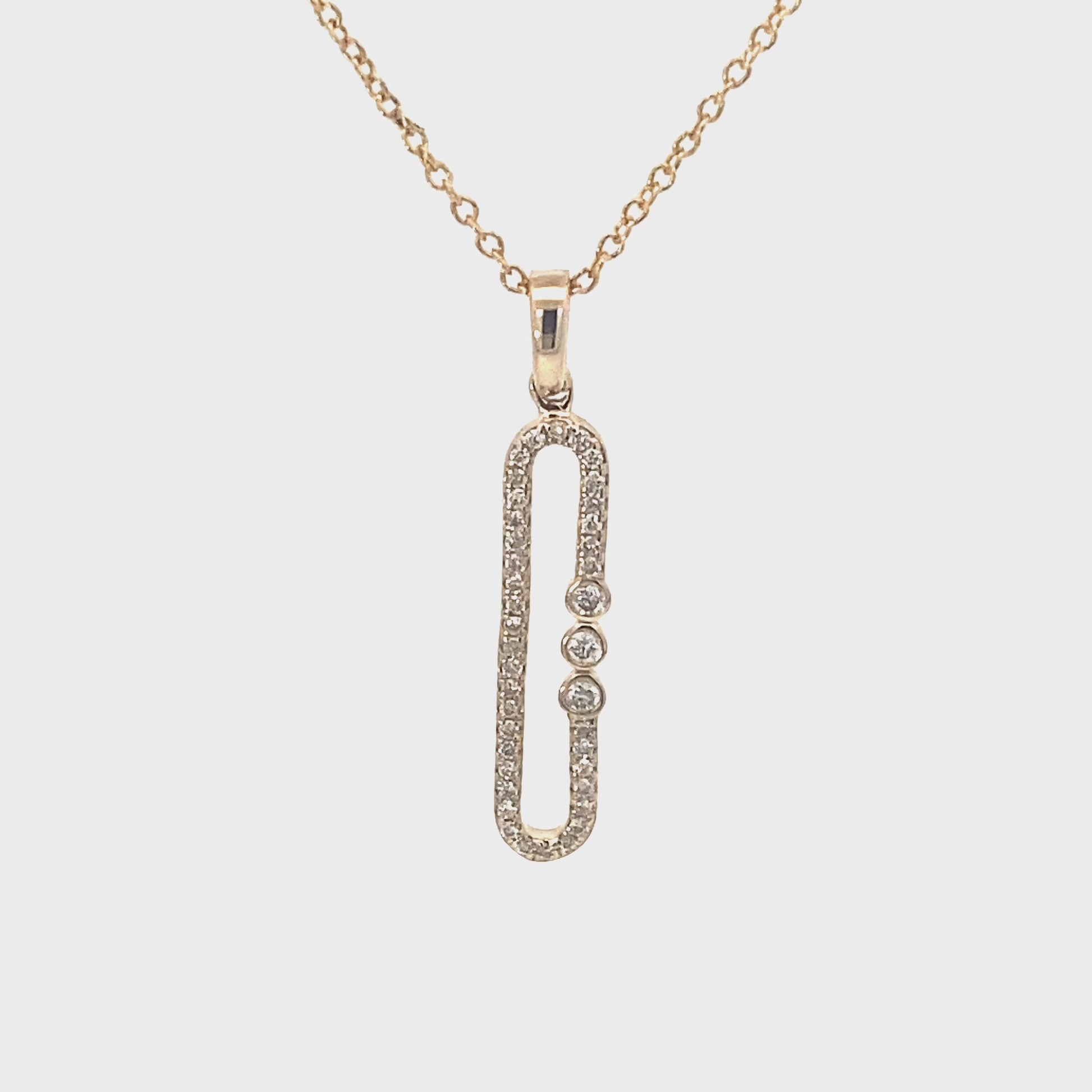 鑲鑽迴紋針項鍊 14K Diamond Pin Necklace