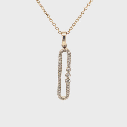 鑲鑽迴紋針項鍊 14K Diamond Pin Necklace