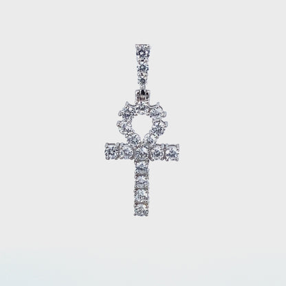 14K Ankh Cross Diamond Pendant Necklace