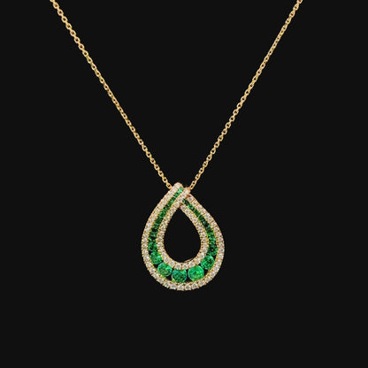 FisGold Jewelry 旗艦款「Blossom」系列 新月造型鑽石項鍊 Emerald Diamond Necklace