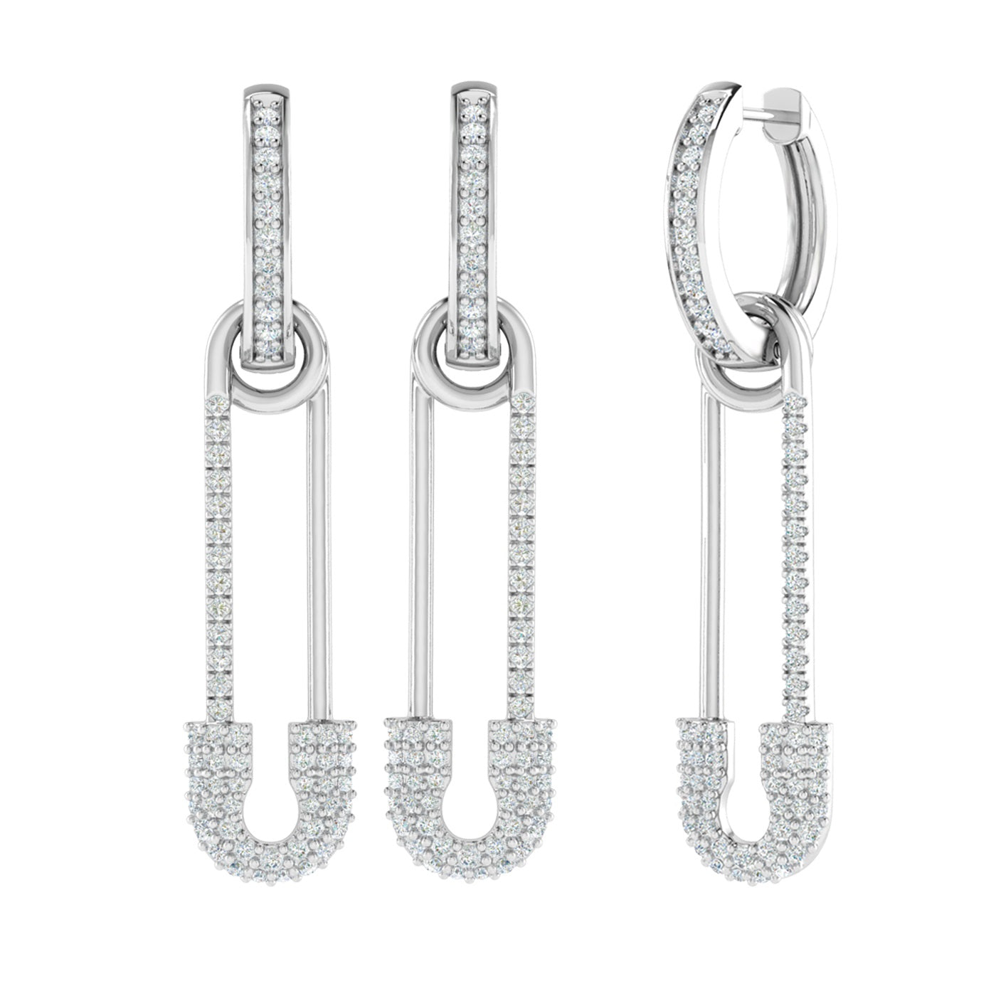 鑽石別針耳環 14K Diamond Paper Clip Earrings