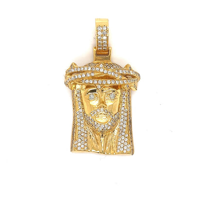 鑲鑽耶穌頭像吊墜/項鍊 14K Jesus Pendant Half Iced